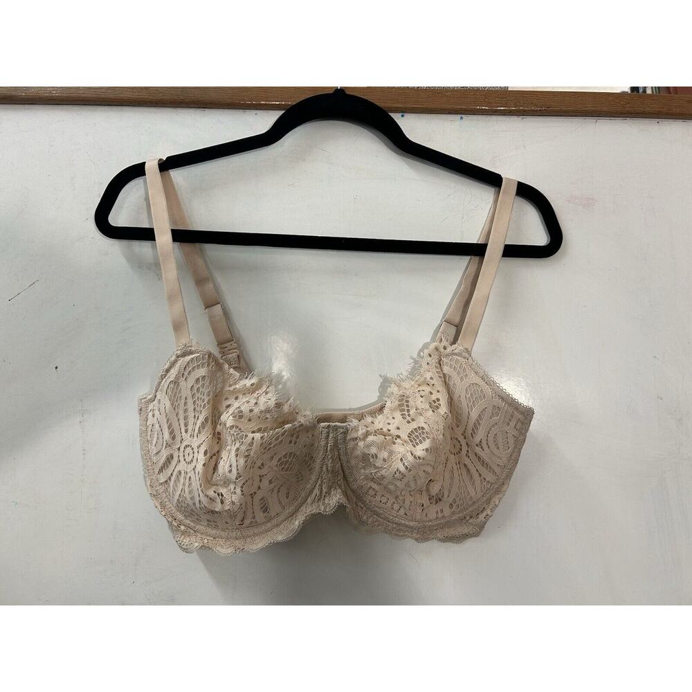 DOBREVA Women's‎ Beige Eyelash Lace Bra Size 36E Adjustable Strap Sexy